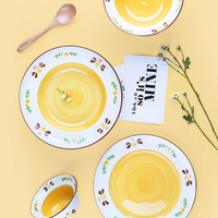 Services de table pour la maison, ensembles de vaisselle en porcelaine émaillée, assiettes et bols, motif d'abeille mignon, vaisselle en céramique pour restaurant