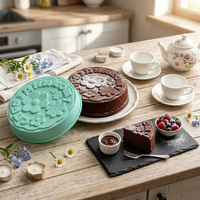 Moule à gâteau et mousse rond en gel de silicone avec motifs Joyeuses Fêtes et Anniversaire, pièce unique