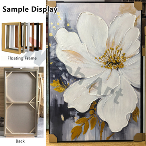 Cuadro Grande Hecho a Mano en Yeso con Flores Doradas y Blancas, Arte Moderno en Lienzo con Textura, Cuadros de Flores, Diseño Moderno Quadri Arte - Product Image 5