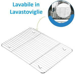 Griglia Rettangolare per Forno 38,5x27,5x7 cm in Acciaio Inox con Supporto Alto per Teglie da Forno - Product Image 5