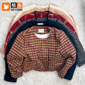 Chaqueta de Tweed con Flecos Estilo Francés Vintage Geryon al por Mayor para <span class=keywords><strong>Mujer</strong></span>, <span class=keywords><strong>Abrigo</strong></span> Corto Cálido de Invierno de Segunda Mano - Product Image 1