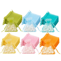 Sacs en organza transparents brillants miniatures avec cordon de serrage pour bijoux, pochettes pour emballage cadeau, mariage, fête