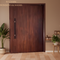 Portes pivotantes extérieures en bois massif avec insert en verre, modernes et étanches, pour entrée principale d'appartement ou de maison, de la marque BOCHARM