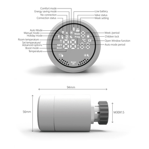 Termostato Intelligente Zigbee HY367 TRV Compatibile con Apple <span class=keywords><strong>Homekit</strong></span> M30*1.5 per Caldaia, Controllo Remoto tramite App WiFi per Casa Intelligente - Product Image 4