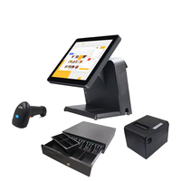 15.6" Touch Screen Cashier Pos Machine All in One POS PC Cash Register Terminal Device Printer Scanner for Retail Supermarket