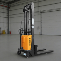 Gerbeur semi-électrique CE d'usine 1,5 tonne, élévateur électrique à batterie plomb-acide, largeur de fourche 550/680 mm pour entrepôt