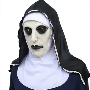 Maschera da Suora <span class=keywords><strong>Horror</strong></span> a Tema Cinematografico con Copricapo, Maschera in Lattice Spaventosa per Halloween, Costume Cosplay, Accessorio per la Testa per Adulti per Casa Stregata - Product Image 2