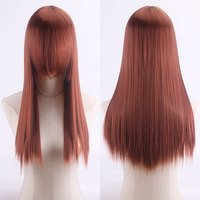 Perruques de cosplay droites roses, noires, bleues, rouges, jaunes, blanches, blondes, violettes, cheveux synthétiques résistants à la chaleur, 60 cm de long