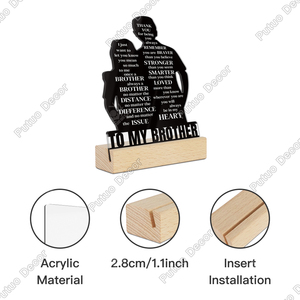 Personnage personnalisé Acrylique Famille Figurine Ornement de Table avec Base en Bois pour des Cadeaux Significatifs