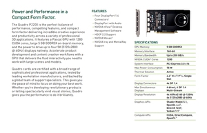 Nouvelle arrivée GPU pour carte graphique P2200 4 Go GDDR5 PCIe 3.0 X16 profil bas 4 x Mini Display Port Unité de traitement économique 900-5G420 - Product Image 3