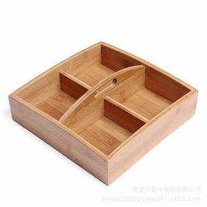 Bandeja cuadrada de madera maciza para refrigerios, 1 compartimento, caja de almacenamiento reutilizable para dulces y frutas, diseño moderno - Product Image 3
