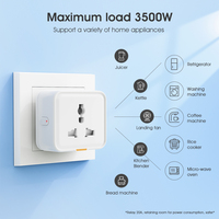 Enchufe Inteligente WiFi Tuya de 16A, Adaptador de Viaje Universal con Monitor de Energía para Enchufes de EE. UU., Reino Unido y UE