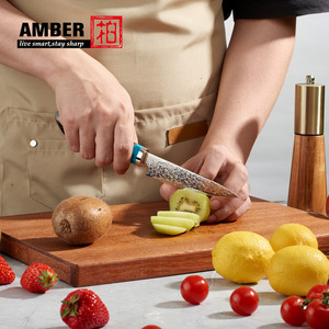 Coltello da Cucina Giapponese Amber Wholesale da 5 Pollici, 37 Strati di Acciaio Damasco VG10, Coltello da Cucina in Rame Damasco per Frutta - Product Image 2