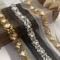 Dentelle brodée à la machine, perlée à la main, ornée de strass et de paillettes ; Dentelle en tulle raffinée ; Garnitures de dentelle pour vêtements et cols DIY
