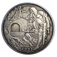 Réplica Conmemorativa del Dólar Morgan Estadounidense de 1921, Moneda del Santo Grial, Caballero Templario, Cruzada, Chapada en Plata sobre Latón