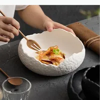 Mangkuk Sup Keramik Bentuk Tidak Beraturan, Piring Buah, Mangkuk Dessert, Piring Makan, Piring Dim Sum, Piring Sashimi, Nampan Camilan