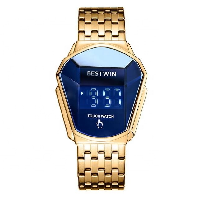Luxury Brand Bestwin Mens Touch Screen LED Display Stainless Steel Sport Digital Watch