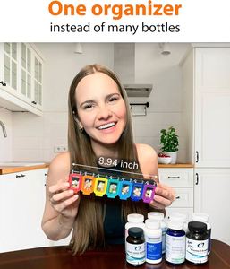 Weekly <b>Pill</b> Organizer 1 Time Day 7-Day Waterproof Seal Large Compartments Hold Vitamins Supplements Upgraded Locking Lids <b>Case</b> - Product Image 2