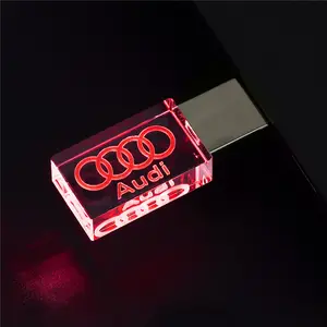 Wholesale Crystal Memoria Usb Flash Drive High-speed 32gb 64gb Cle Usb Key 2.0 Pen Drive With Led Light U Disk