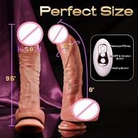 Dildo vibrant chauffant télescopique incurvé réaliste avec ventouse puissante, rechargeable par USB, télécommande, étanche IPX7