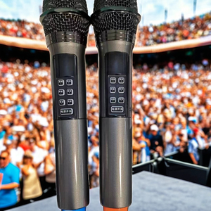 Système de microphone sans fil double canal 2 micros professionnels portatifs pour utilisation en <span class=keywords><strong>studio</strong></span> Vente en gros d'usine - Product Image 6