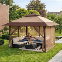 Tonnelle escamotable en métal, abri portable imperméable avec moustiquaire pour terrasse extérieure et fêtes de jardin