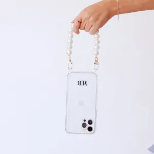定制30厘米个性化手机带手链美丽手腕珍珠链适用于所有手机