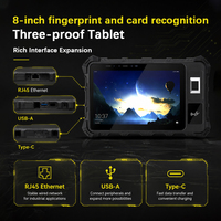 Tablet Kontrol Akses Sidik Jari Biometrik Tangguh 8 Inci Android 13 Pengenal Wajah IP67 USB-A Tipe-C RJ45 WiFi Bluetooth GPS