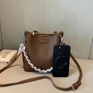 Nouveau sac seau en PU pour femme, style coréen vintage, grande capacité, bandoulière large, sac à bandoulière croisé - Product Image 4