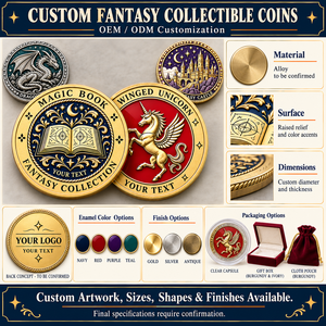 Monedas de Desafío de Fantasía Personalizadas con Relieve de Libro Mágico, Unicornio y Dragón para Regalos Coleccionables y Sets de Recuerdos OEM ODM - Product Image 4