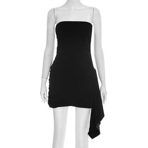 Robes pour femmes Viviblook D25DS505, nouvelle robe de soirée élégante à bretelles et ruban, couleur unie, mini-robe - Product Image 2
