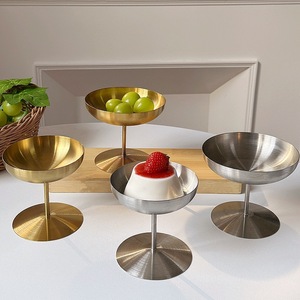 Gobelet à glace en acier inoxydable, plat rond pour collations de fête, pour servir des desserts - Product Image 1