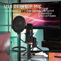 Mikrofon Kondenser Profesional OEM 3.5mm Berkabel untuk Desktop, Mikrofon Boom Logam Peredam Kebisingan untuk Podcast dan Rekaman Studio