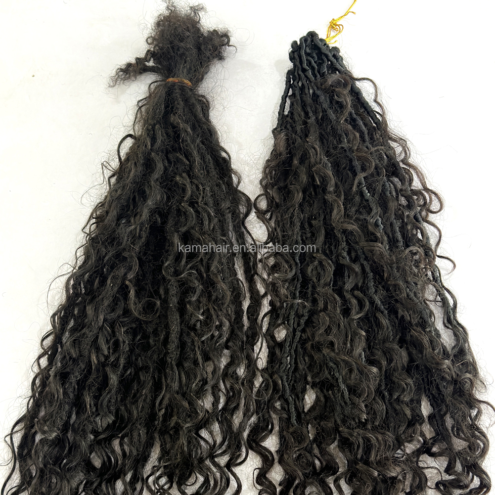 Vast Hair Workshop Craft Detail 3 for KAMA Wholesale Human Hair+synthetic Loc 0.6cm Crochet Braiding Hair Extensions Soft Curly Faux Boho Goddess River Locs