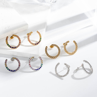 Pendientes MaiNa Exotic Chic de acero inoxidable para mujer, incrustaciones multicolores tipo gemas, aretes modernos, adornos para fiestas