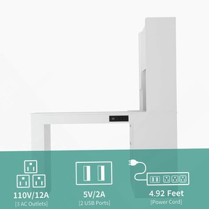 Bureau d'angle en bois en forme de L avec bibliothèque, étagère et éclairage LED, MOQ 100 - Product Image 4