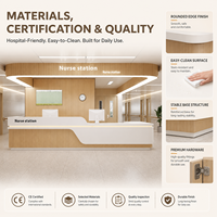 Comptoir d'accueil moderne pour hôpital, bureau médical, comptoir d'accueil en bois blanc pour clinique, hauteur réglable, prix usine