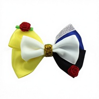 Série Crown Princess : Épingles à cheveux et nœuds en satin gros-grain colorés, avec fleurs roses et strass, accessoires pour cheveux