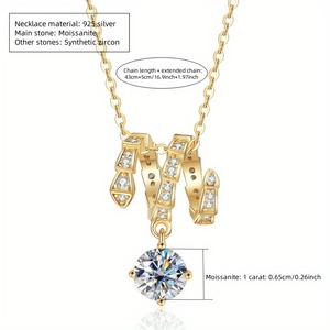 Certificato di GRA nuova collana con ciondolo a catena in Moissanite placcato in <span class=keywords><strong>oro</strong></span> in argento <span class=keywords><strong>925</strong></span> da donna - Product Image 5