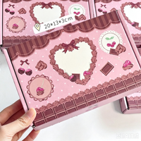 Süße Rosa Schokoladen-Kirsch-Herz-Druck Wellpappe-Geschenkbox Valentinstag Geschenkbox Snacks Schmuck Handgefertigt aus Recycling-Materialien