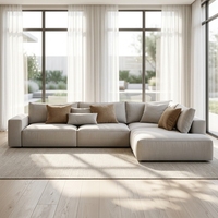 Canapé en bois pour intérieur, meubles en bois sur mesure avec coussins en peluche
