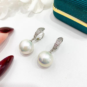 Aretes Blancos S925, Accesorios de Perlas DIY, Botón de Oreja con Perla Redonda de 9-15mm, Soporte para Uñas y Orejas, Modelo 21904 - Product Image 3