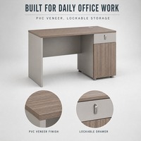 Bureau moderne de 48 pouces avec armoire de rangement et tiroir verrouillable, table de travail informatique en bois pour bureau à domicile