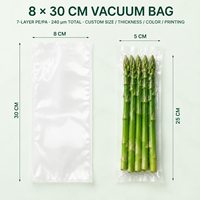 Sacs sous vide alimentaires 8x30cm pour la conservation des asperges, film transparent 240 microns, scellage robuste et service de personnalisation des dimensions