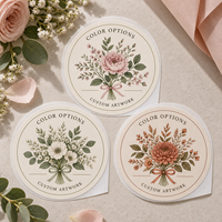 Étiquette autocollante personnalisée en papier d'art imprimé pour emballage de fleuriste, idéale pour l'emballage cadeau de fleuriste avec logo de marque et illustration imprimés