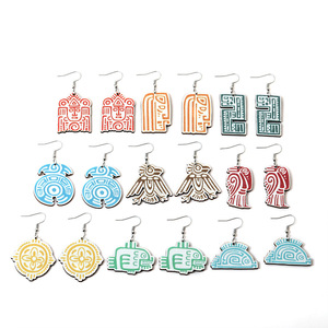 Pendientes de Botón Semimanufacturados, Ecológicos, con Imagen Maya, Venta Directa de Fábrica - Product Image 2