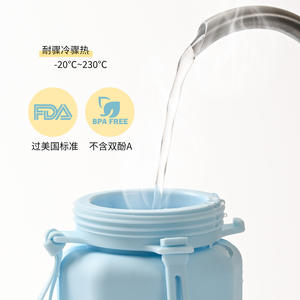 ZYC165 <b>Foldable</b> Silicone Sports <b>Water</b> <b>Bottle</b> 500Ml Blue Collapsible Portable For Outdoor Camping Hiking - Product Image 6