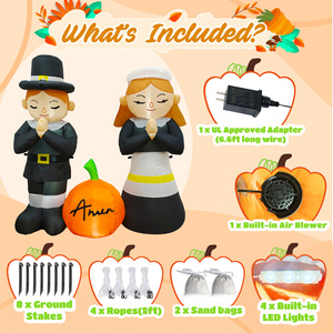 Ourwarm 5ft Thanksgiving Gonflable Prière Hommes et Femmes Cour Décoration Festive Décorations <span class=keywords><strong>De</strong></span> Noël - Product Image 3