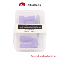 SHUANGJIA Lot de bandes abrasives coniques violettes avec embout en carbure, double fonction pour le nettoyage des cuticules et le polissage des ongles