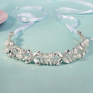 Diadèmes de mariée élégants et frais, tissés à la main, avec des <span class=keywords><strong>fleurs</strong></span> en strass, des perles et des couronnes en métal, pour le maquillage, les spectacles sur scène, les mariages - Product Image 1